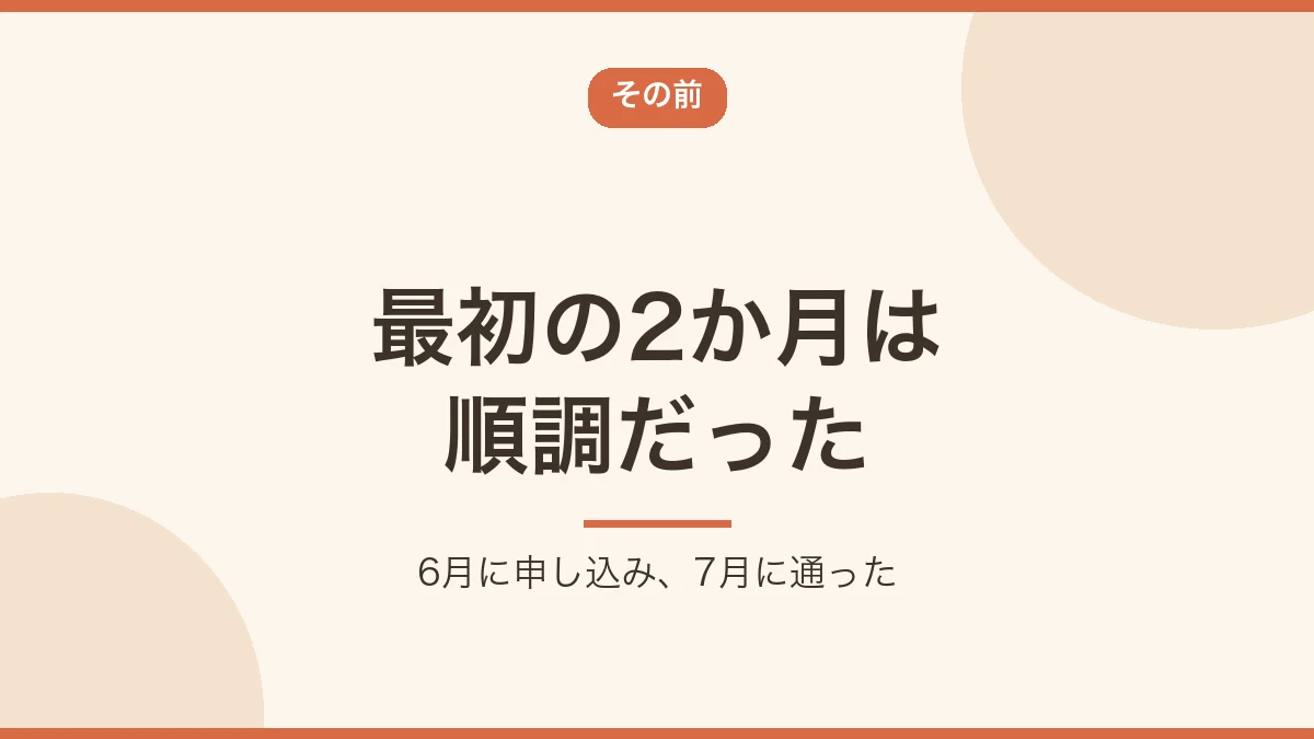止まる前の最初の2か月は順調だったことを示すバナー画像