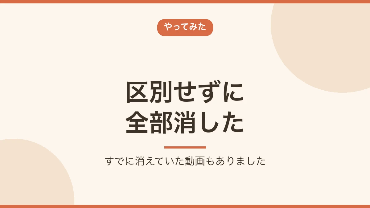 保存動画を区別せずに全部消したことを示すバナー画像